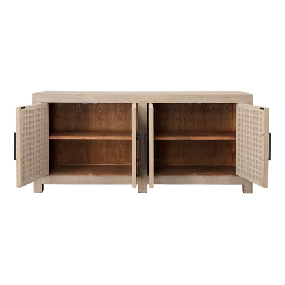 Light Warm Wash Sealed Finish Reclaimed Pine Wood Sideboard 109 in Wide