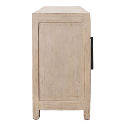 Light Warm Wash Sealed Finish Reclaimed Pine Wood Sideboard 109 in Wide