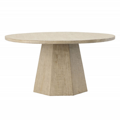 Light Warm Wash Finish Reclaimed Pine Wood Table 60 in Wide
