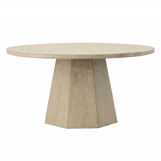 Light Warm Wash Finish Reclaimed Pine Wood Table 60 in Wide
