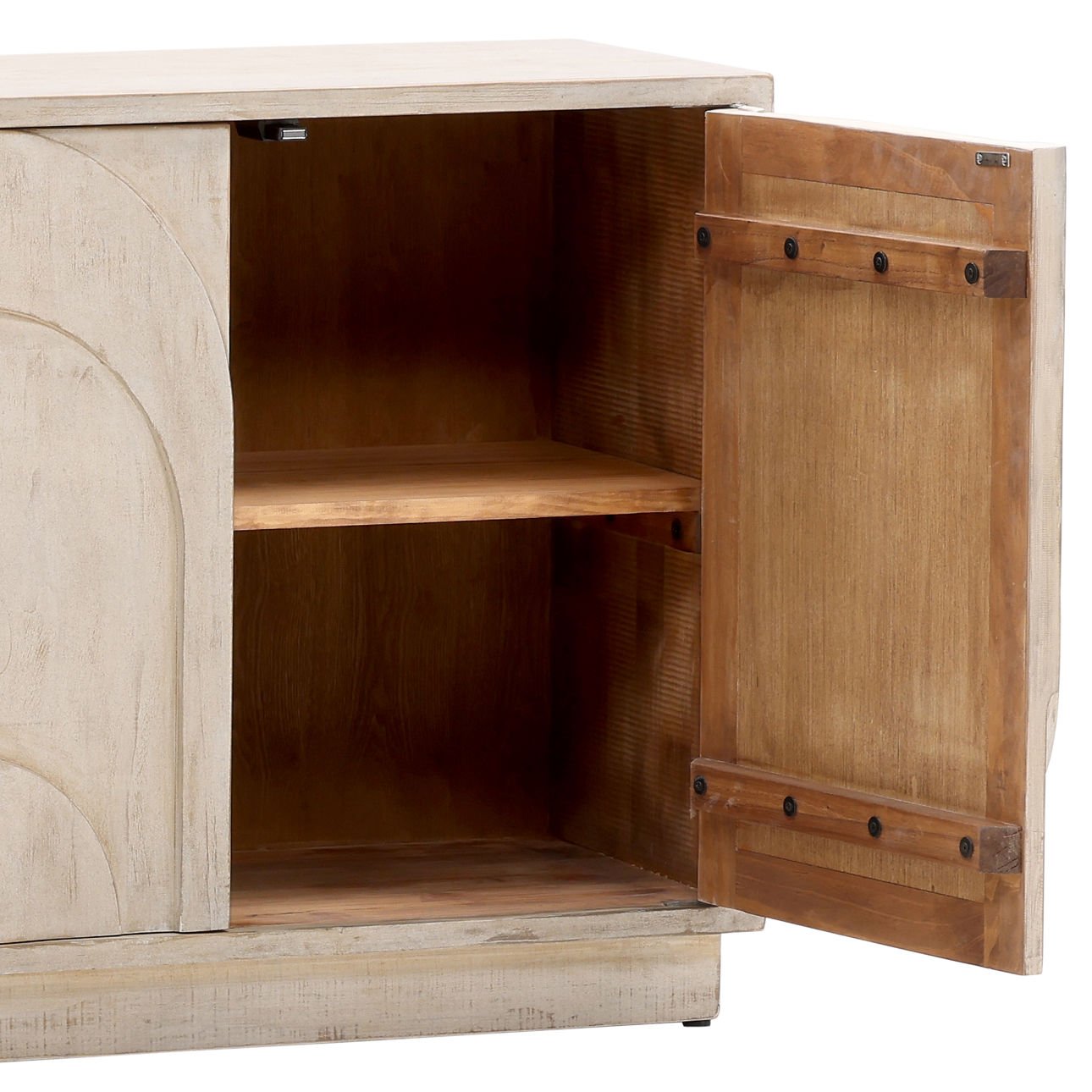 Light Warm Wash Reclaimed Pine Wood Sideboard 78 in Wide