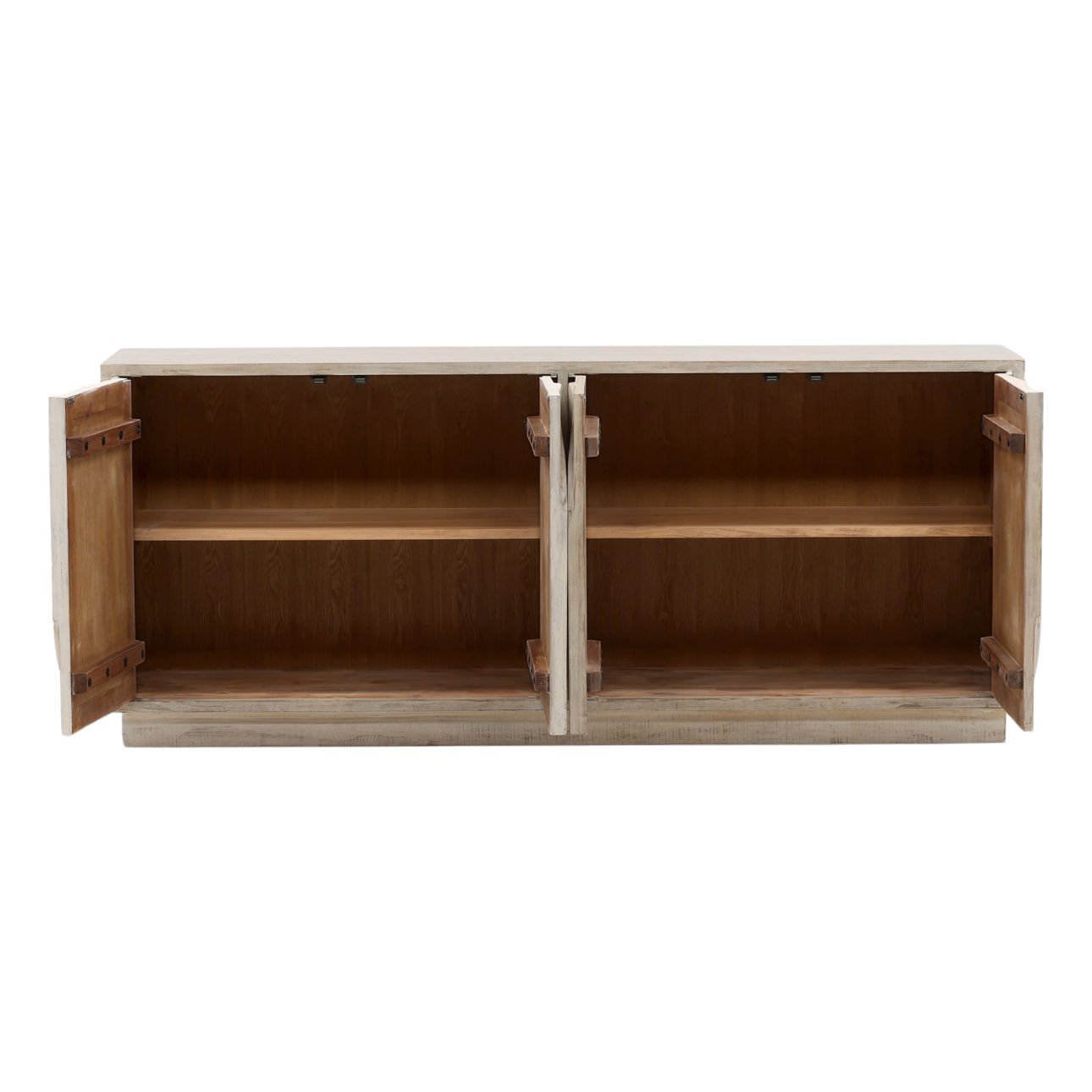 Light Warm Wash Reclaimed Pine Wood Sideboard 78 in Wide
