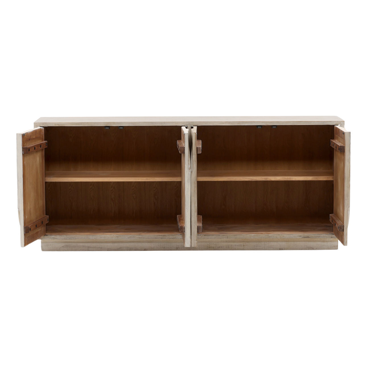 Light Warm Wash Reclaimed Pine Wood Sideboard 78 in Wide