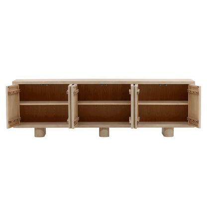 Light Natural Reclaimed Pine Wood Sideboard 73 in Wide