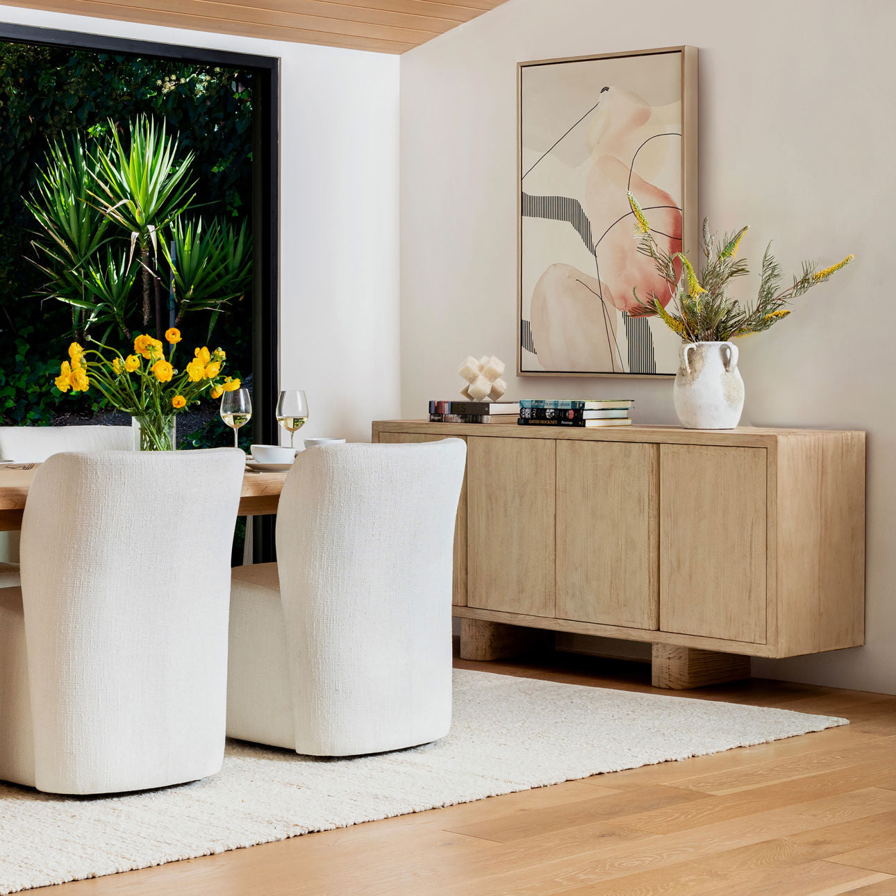 Light Natural Reclaimed Pine Wood Sideboard 73 in Wide