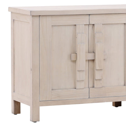 Whitewash Reclaimed Pine Wood Sideboard 110.5 in Wide