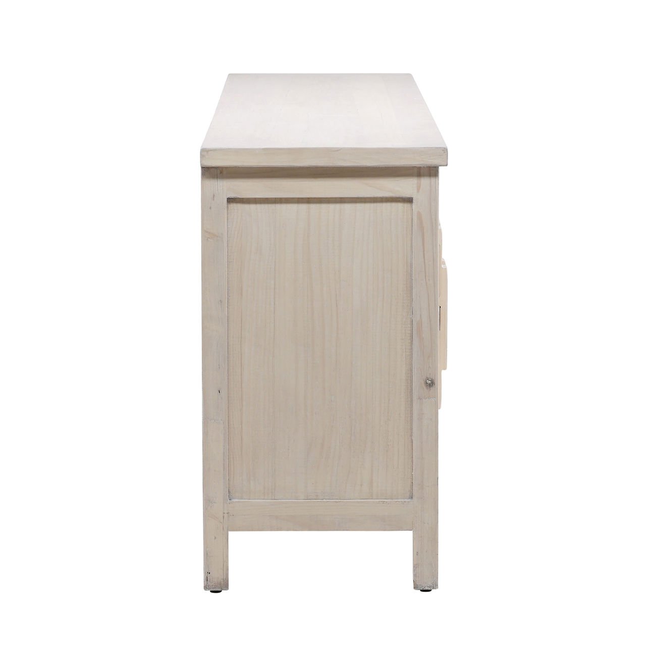 Whitewash Reclaimed Pine Wood Sideboard 110.5 in Wide