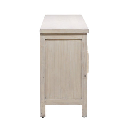 Whitewash Reclaimed Pine Wood Sideboard 110.5 in Wide