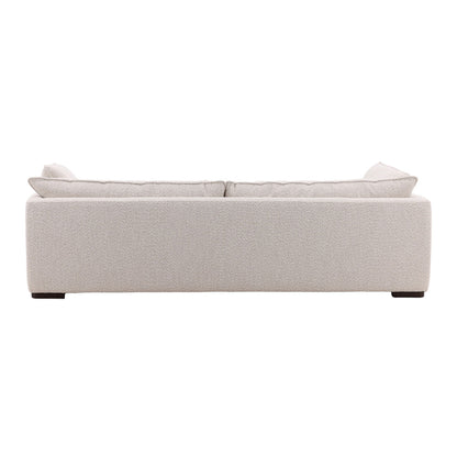 Tatum Cream and Dark Brown Chenille Fabric and Ash Wood Sofa 103.5 in Wide