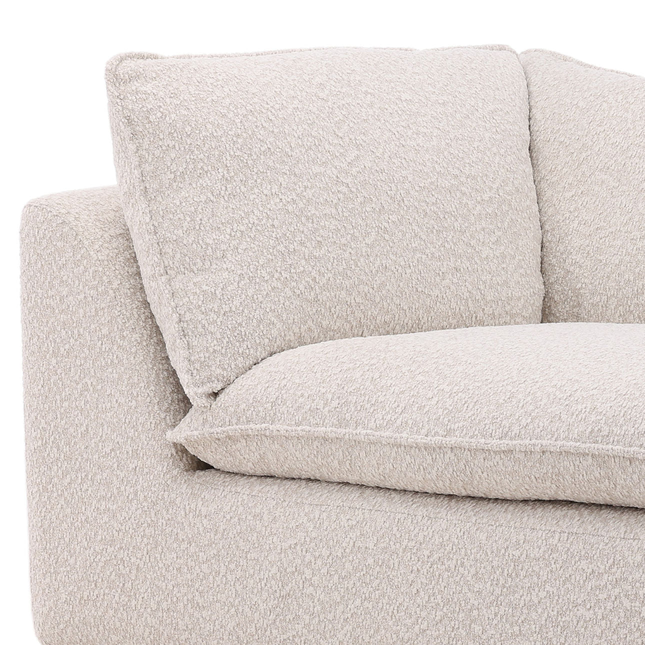Tatum Cream and Dark Brown Chenille Fabric and Ash Wood Sofa 103.5 in Wide