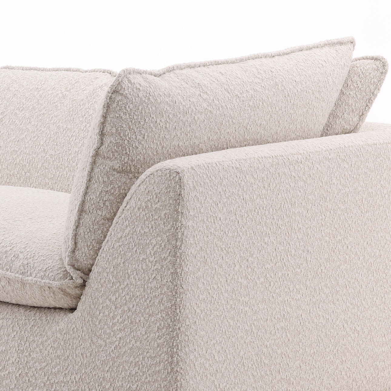Tatum Cream and Dark Brown Chenille Fabric and Ash Wood Sofa 103.5 in Wide