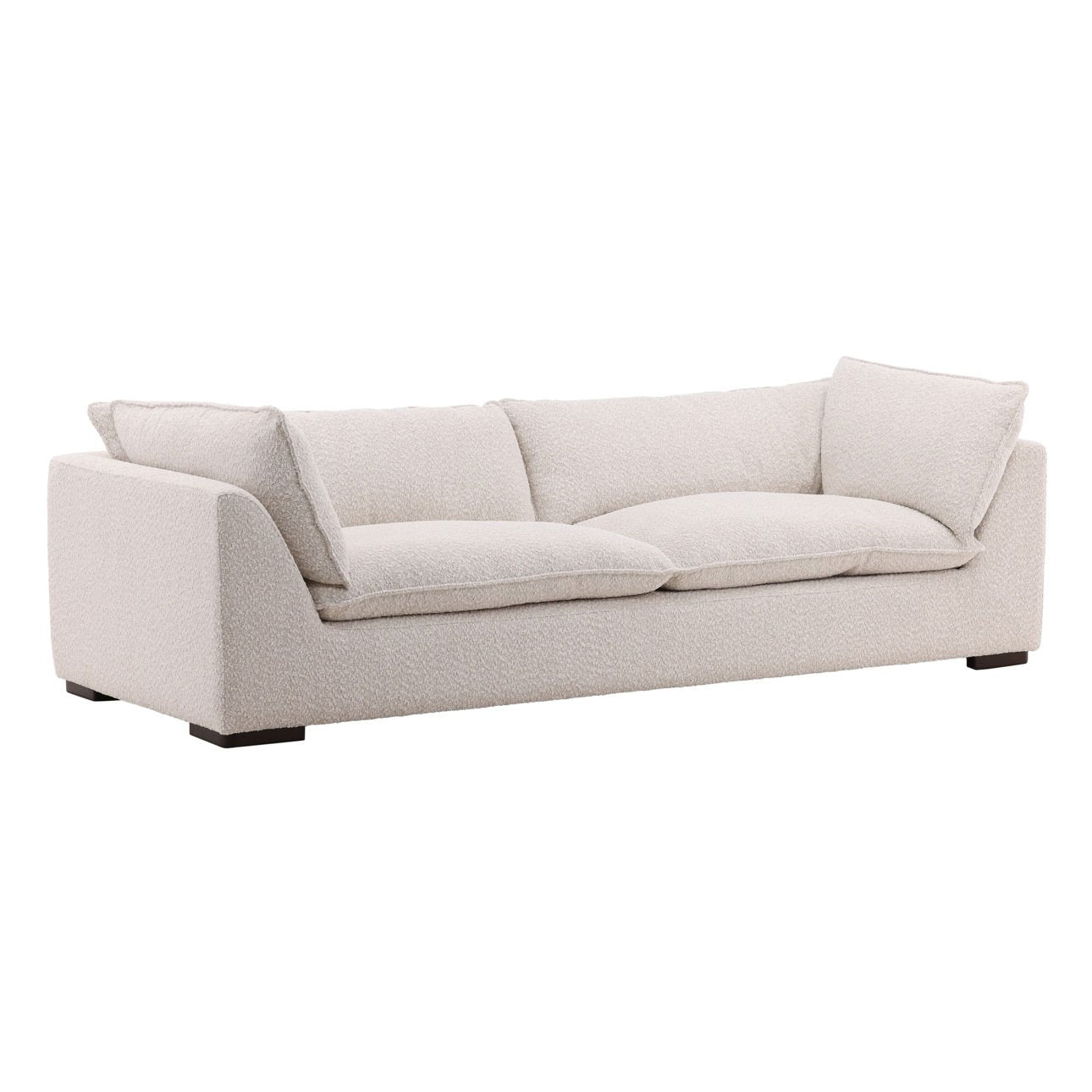Tatum Cream and Dark Brown Chenille Fabric and Ash Wood Sofa 103.5 in Wide