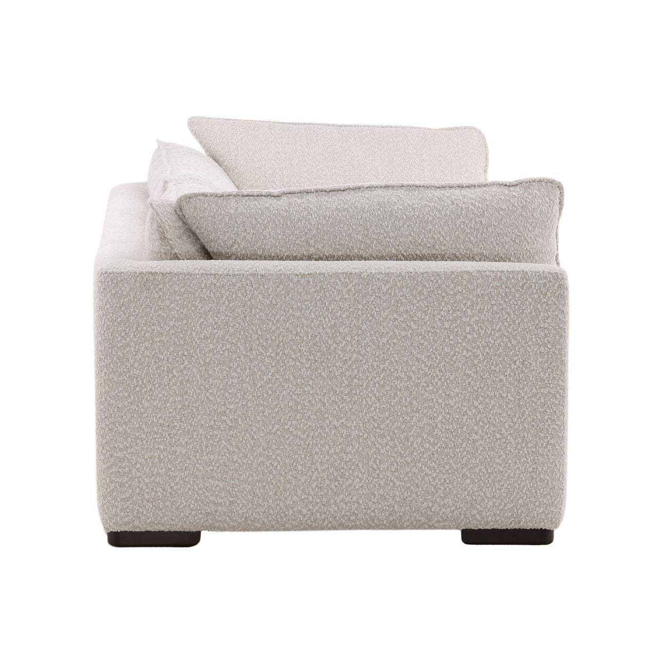 Tatum Cream and Dark Brown Chenille Fabric and Ash Wood Sofa 103.5 in Wide
