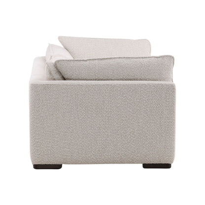 Tatum Cream and Dark Brown Chenille Fabric and Ash Wood Sofa 103.5 in Wide