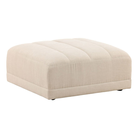 Topanga Oat Two-Tone Basketweave Fabric Ottoman 36 in Wide