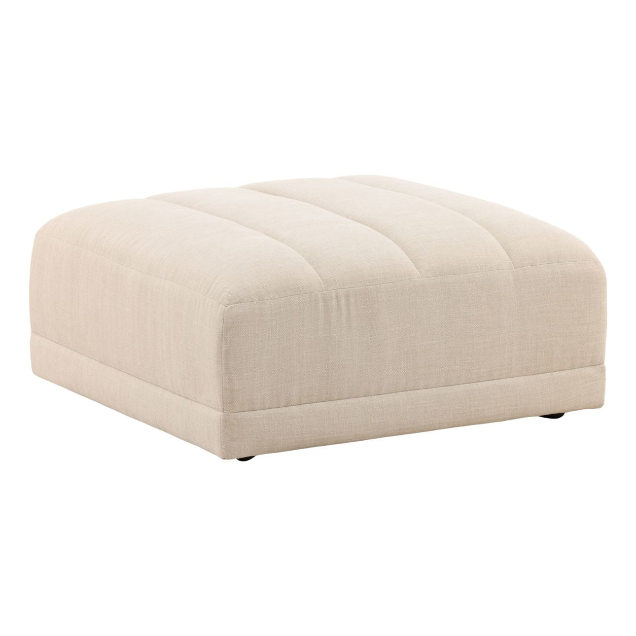 Topanga Oat Two-Tone Basketweave Fabric Ottoman 36 in Wide