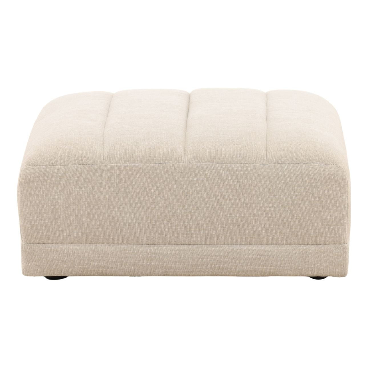 Topanga Oat Two-Tone Basketweave Fabric Ottoman 36 in Wide