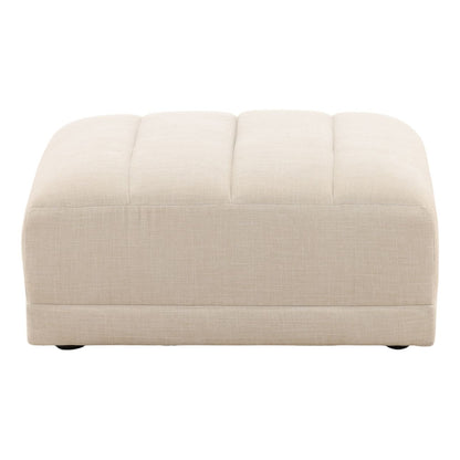 Topanga Oat Two-Tone Basketweave Fabric Ottoman 36 in Wide
