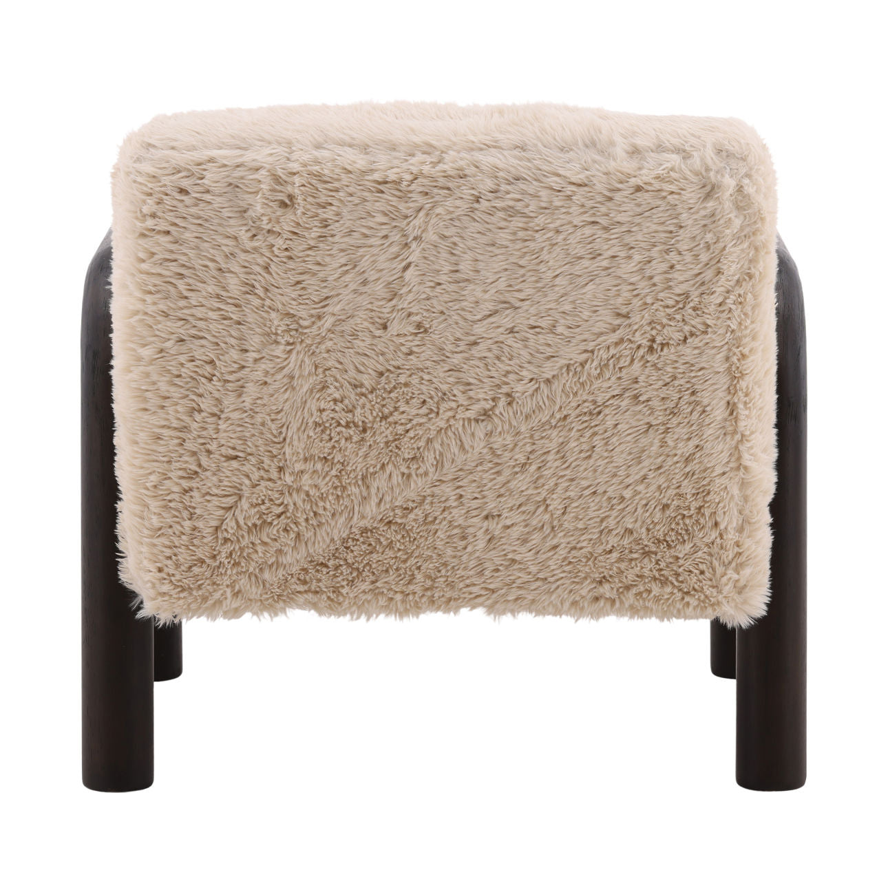 Sand and Dark Brown Faux Fur Fabric and Rubber Wood Chair 31.5 in Wide