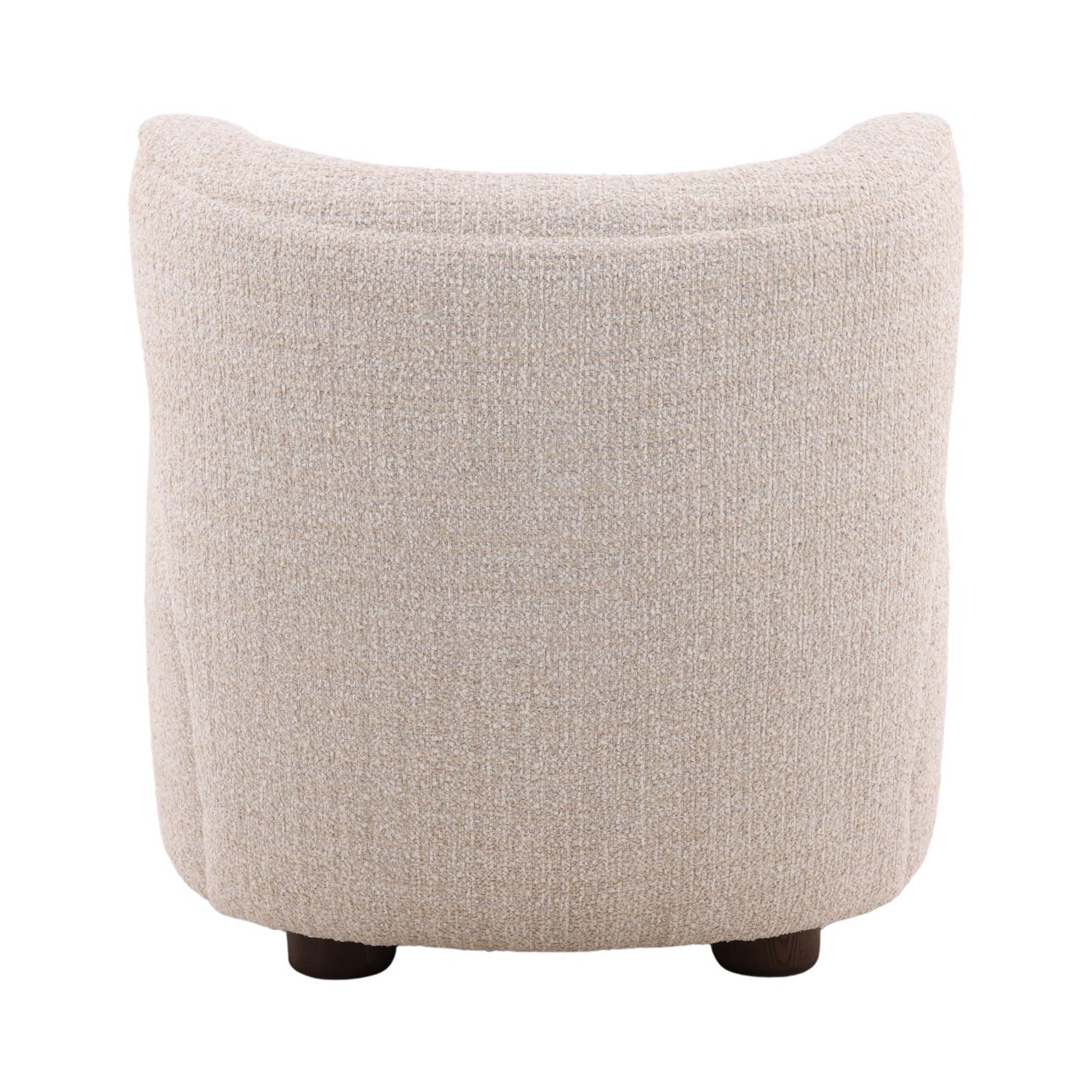 Sand and Brown Boucle Fabric and Ash Wood Chair 35 in Wide