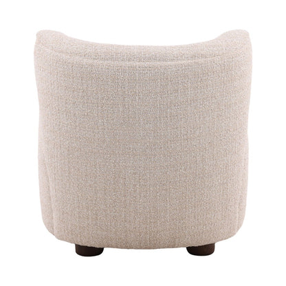 Sand and Brown Boucle Fabric and Ash Wood Chair 35 in Wide