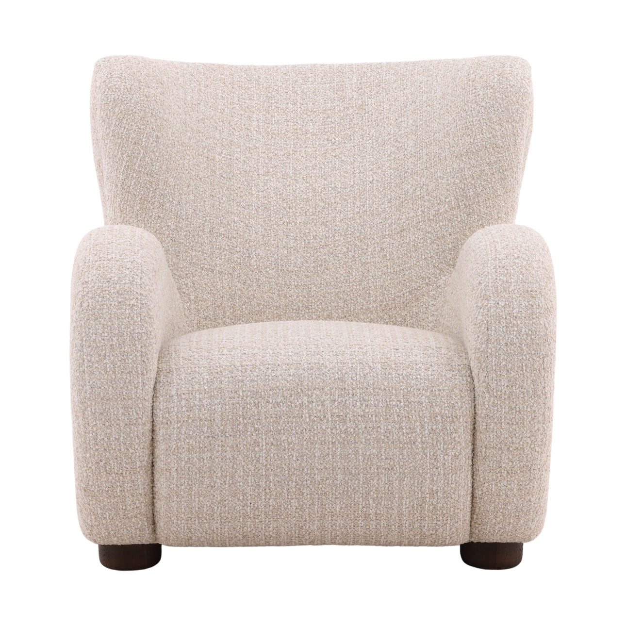 Sand and Brown Boucle Fabric and Ash Wood Chair 35 in Wide