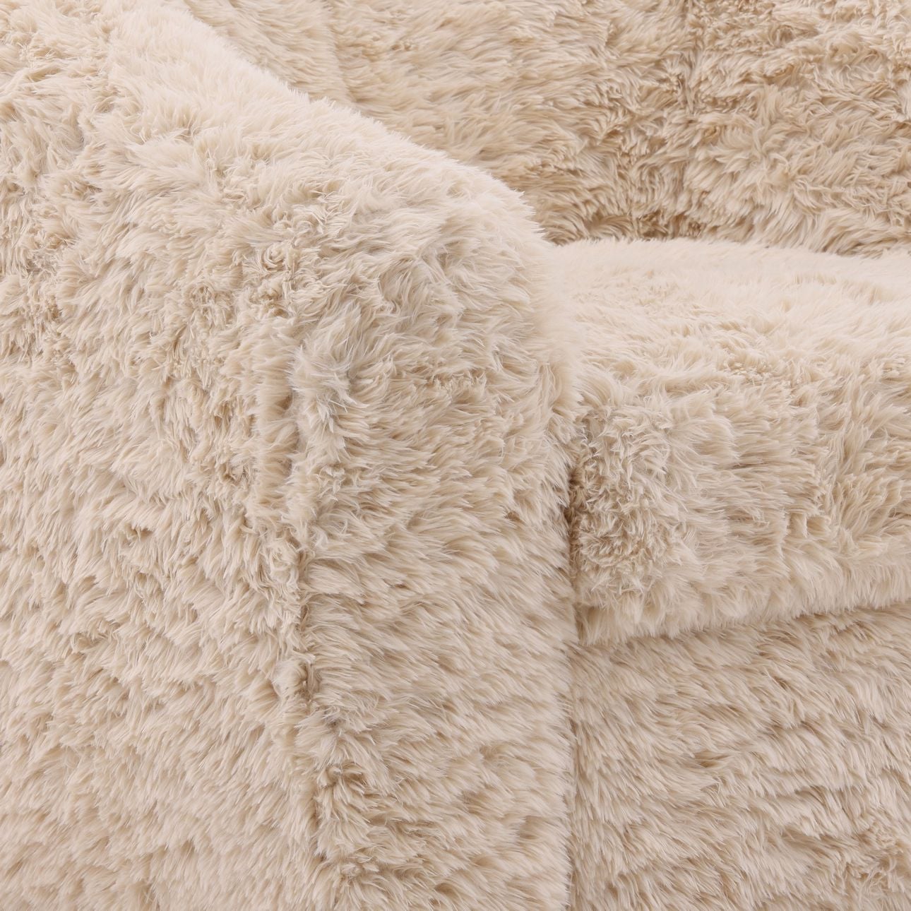 Cream Faux Fur Fabric Chair 40.5 in Wide