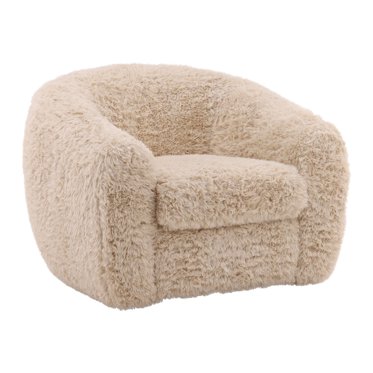 Cream Faux Fur Fabric Chair 40.5 in Wide