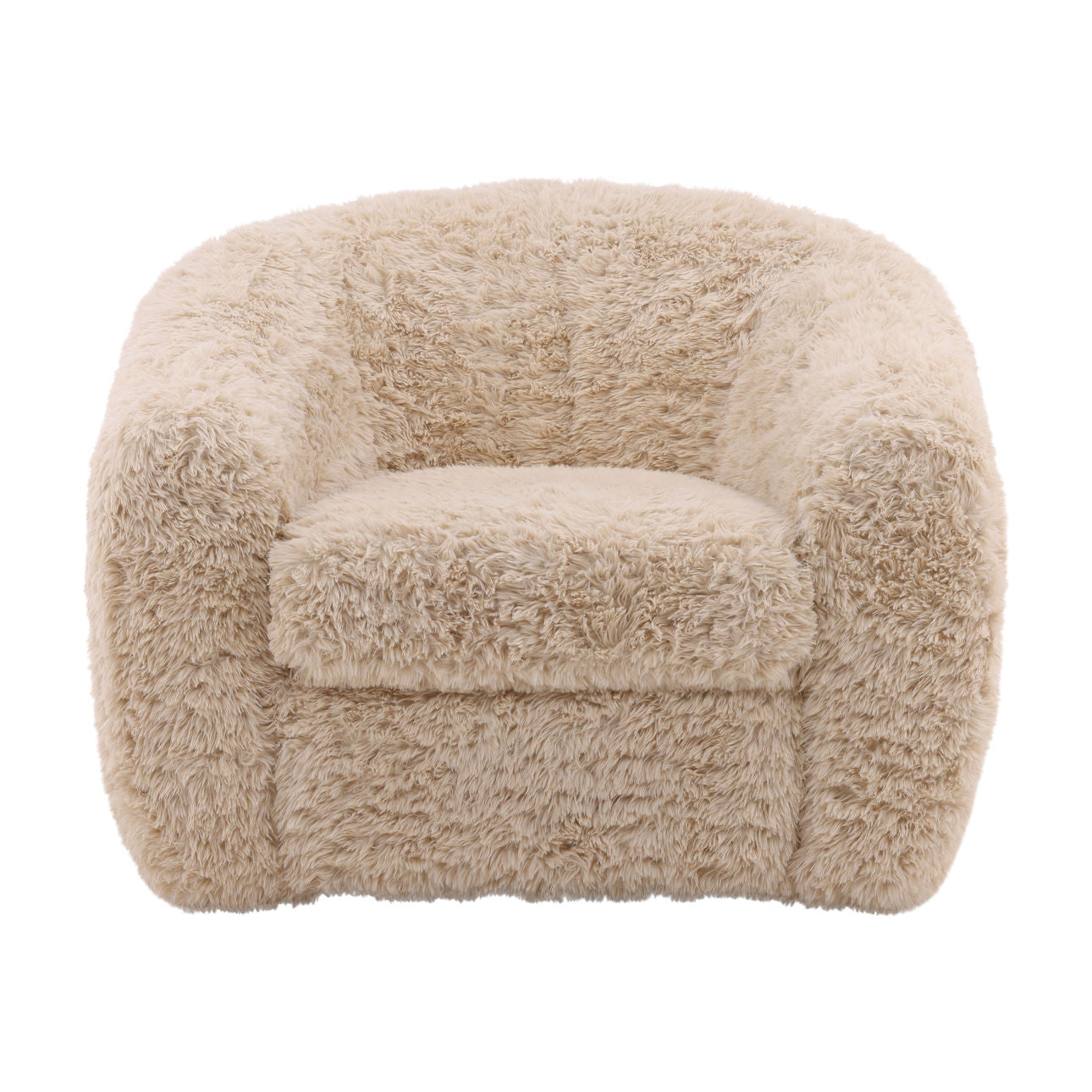 Cream Faux Fur Fabric Chair 40.5 in Wide