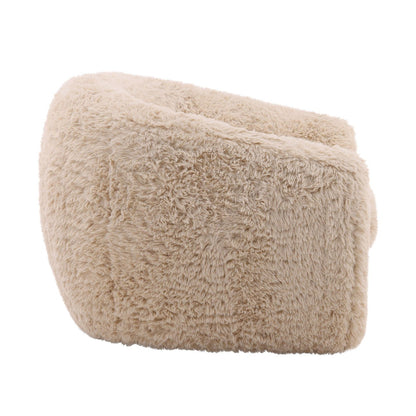 Cream Faux Fur Fabric Chair 40.5 in Wide