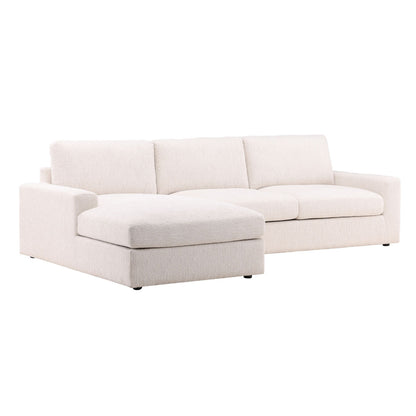 Ellery Cream Chenille Fabric Sectional 115 in Wide