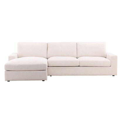 Ellery Cream Chenille Fabric Sectional 115 in Wide