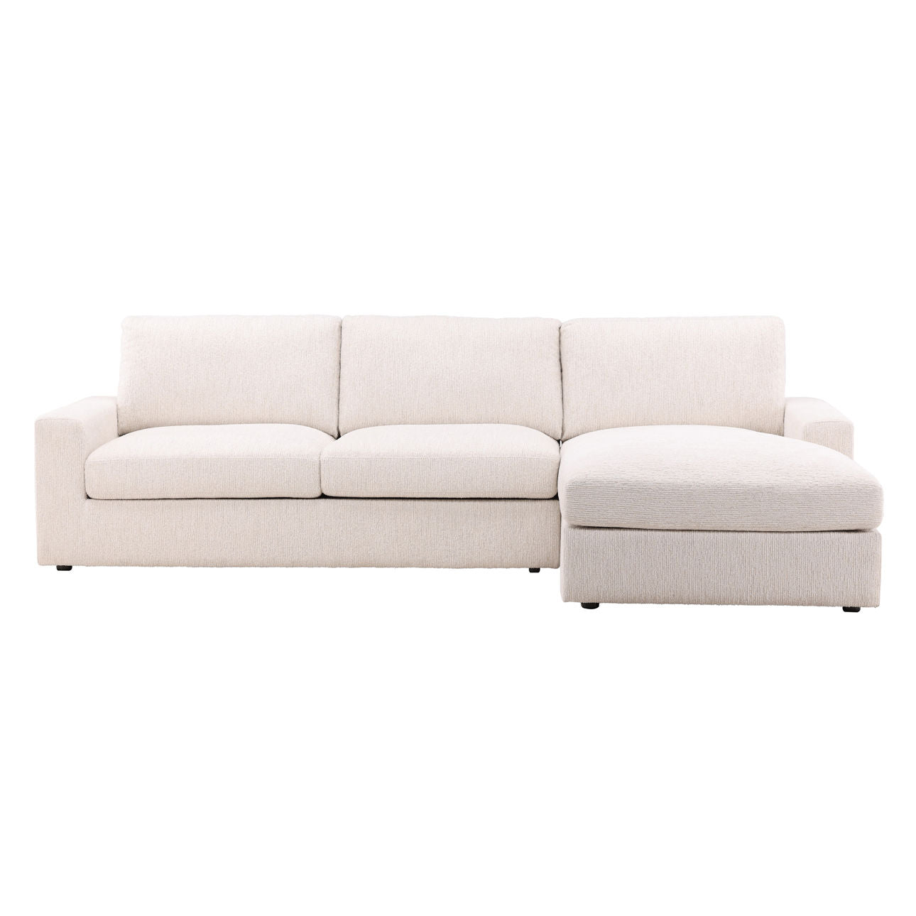 Ellery Cream Chenille Fabric Sectional 115 in Wide
