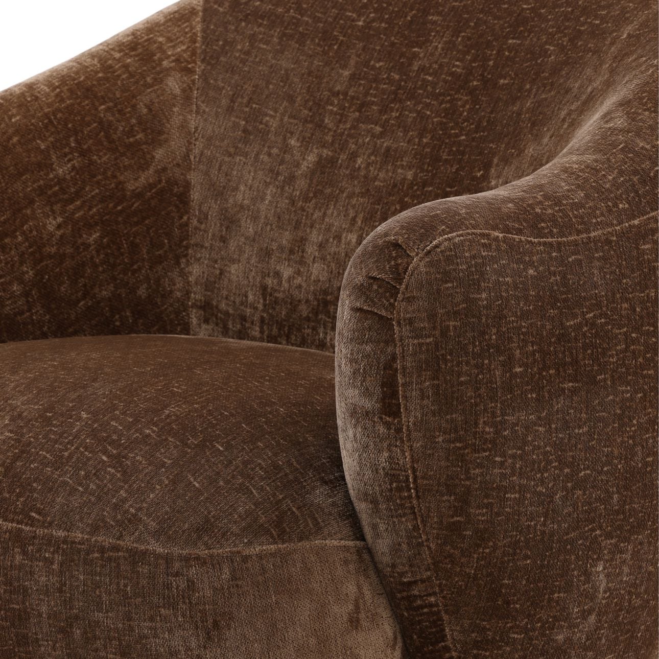 Chocolate Brown Distressed Chenille Velvet Chair 35.5 in Wide
