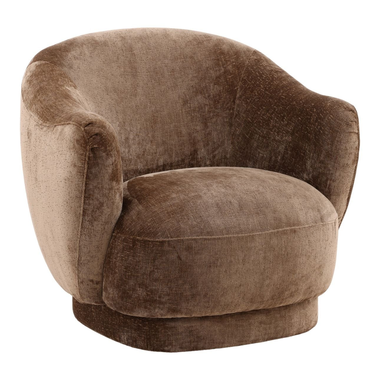 Chocolate Brown Distressed Chenille Velvet Chair 35.5 in Wide
