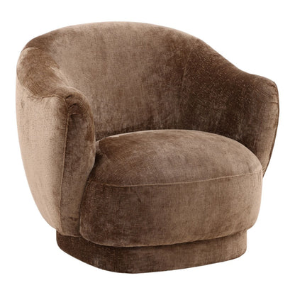 Chocolate Brown Distressed Chenille Velvet Chair 35.5 in Wide