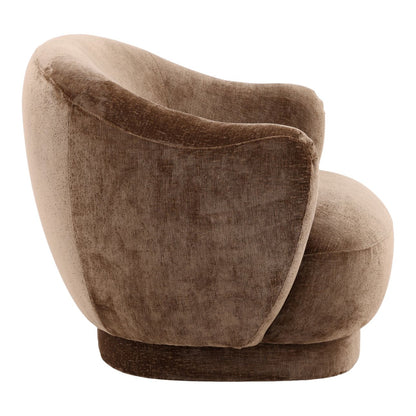 Chocolate Brown Distressed Chenille Velvet Chair 35.5 in Wide