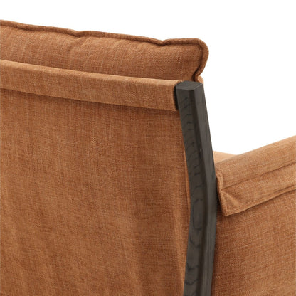 Topanga Terracotta Two-Tone Basketweave Fabric and Ash Wood Chair 32 in Wide