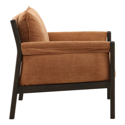 Topanga Terracotta Two-Tone Basketweave Fabric and Ash Wood Chair 32 in Wide
