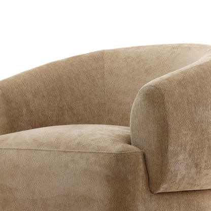 Jasper Sand Chenille Fabric and Rubber Wood Chair 37 in Wide