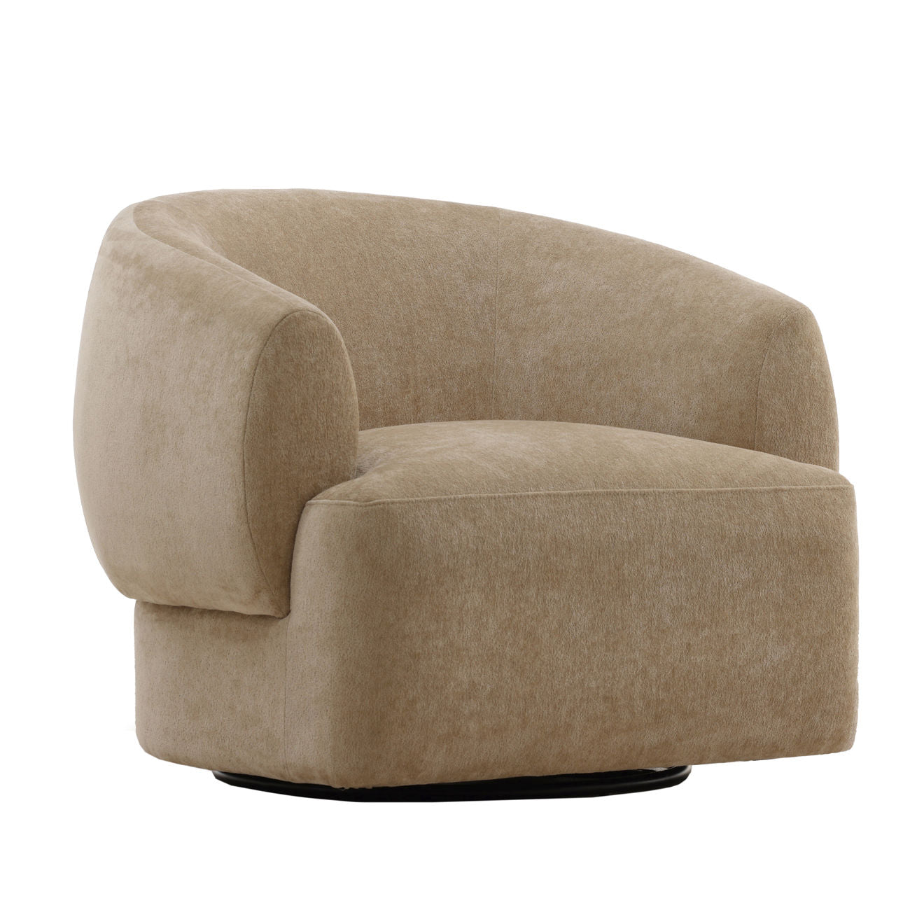 Jasper Sand Chenille Fabric and Rubber Wood Chair 37 in Wide