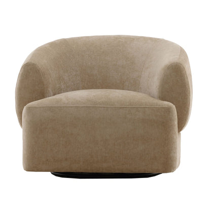 Jasper Sand Chenille Fabric and Rubber Wood Chair 37 in Wide