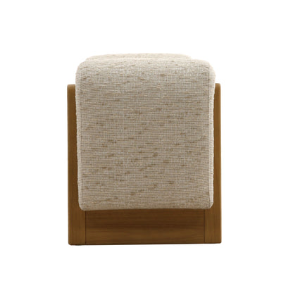 Figueroa Cream and Light Natural Textured Striped Chenille Fabric and Rubber Wood Bench 61.5 in Wide