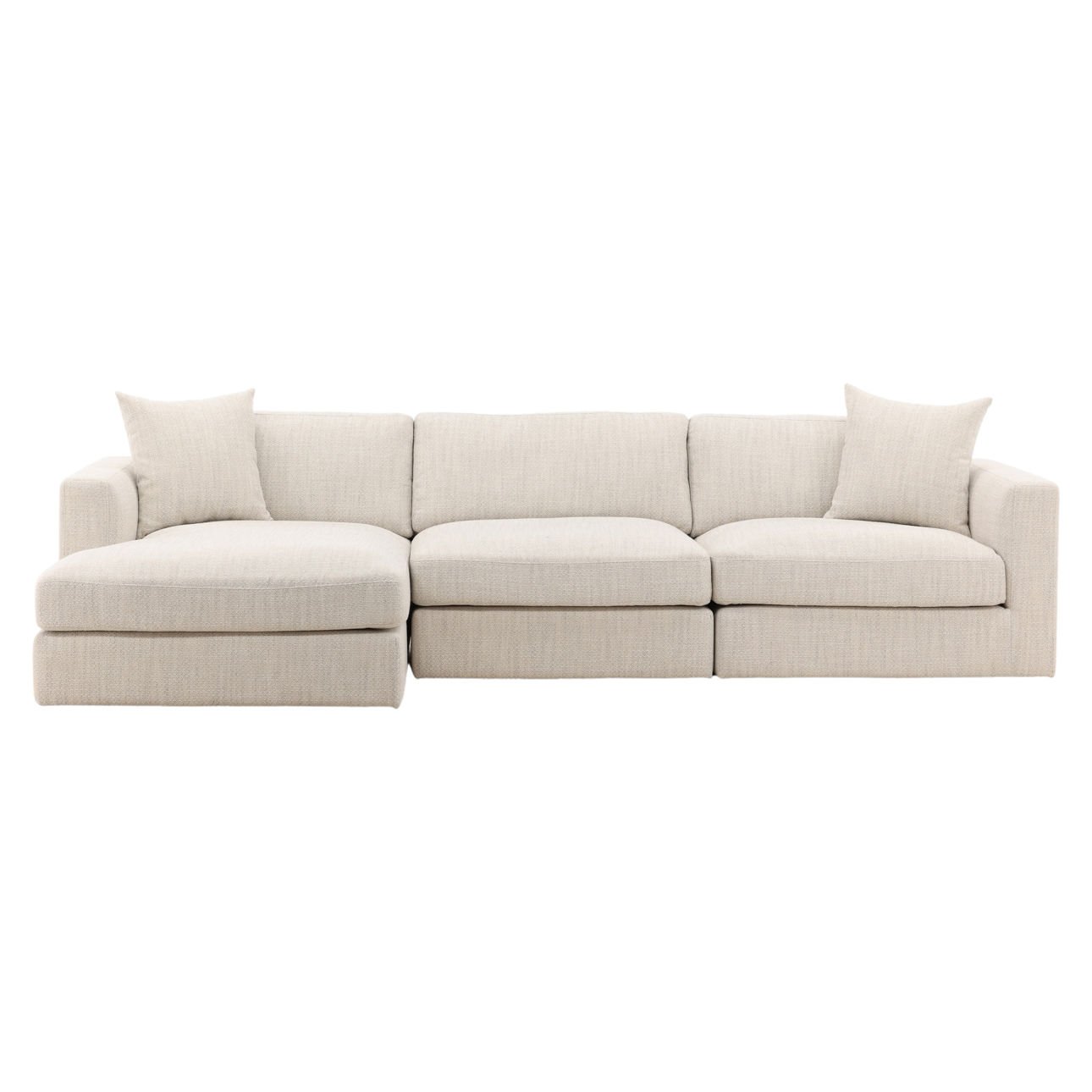 Glendale Taupe Plain Woven Textured Fabric Sectional 116.5 in Wide