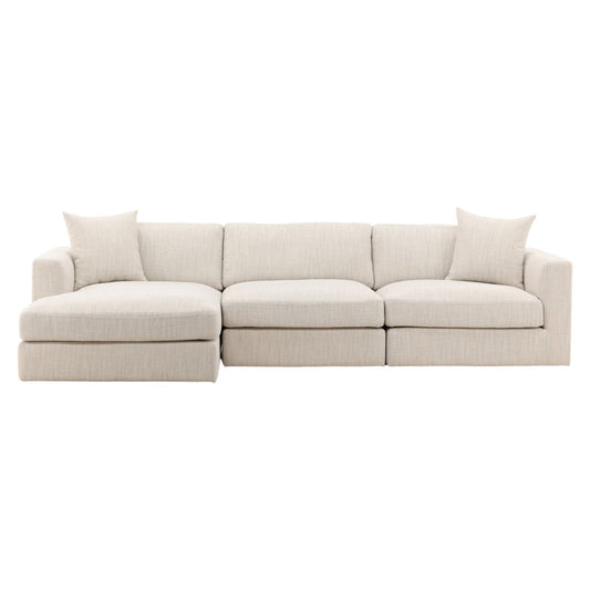 Glendale Taupe Plain Woven Textured Fabric Sectional 116.5 in Wide