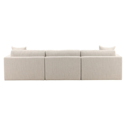 Glendale Taupe Plain Woven Textured Fabric Sectional 116.5 in Wide
