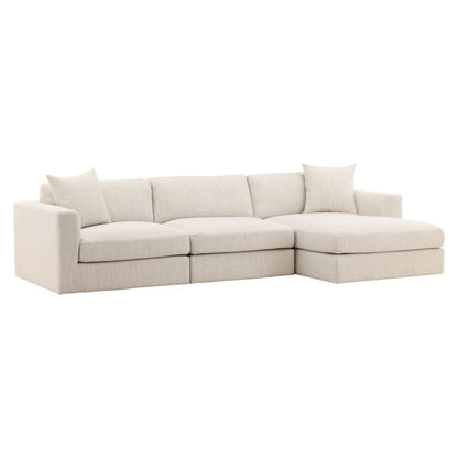 Glendale Taupe Plain Woven Textured Fabric Sectional 116.5 in Wide