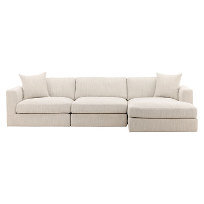 Glendale Taupe Plain Woven Textured Fabric Sectional 116.5 in Wide