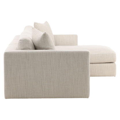 Glendale Taupe Plain Woven Textured Fabric Sectional 116.5 in Wide