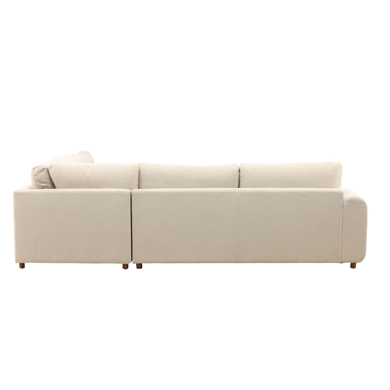 Topanga Oat and Light Brown Two-Tone Basketweave Fabric and Rubber Wood Sectional 120 in Wide